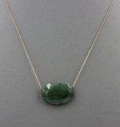Vintage Yellow gold green Jade bean necklace