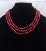 Beautiful  698.5 Cttw Ruby 3 Strand Necklace