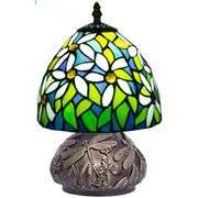 White Flower Tiffany Stained Glass Mushroom Lamp