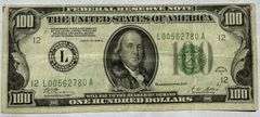 $100 l928 A Fed Reserve Note