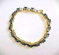18 K White Gold Plated Huge 12.5 Ctw Lab Simulated Diamond and Blue Sapphire Tennis Bracelet