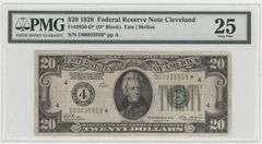 Scarce 1928 $20 Federal Reserve STAR note Fr-2050-D). PMG-25