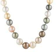 11.0MM South Sea Multi Color Pearl and 0.10ctw Diamond Strand Necklace in 14K