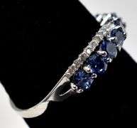 Blue and White CZ Gemstone Ring in Sterling Silver