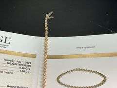 CERTIFIED 14K YELLOW GOLD DIAMOND TENNIS BRACELET