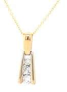 14kt Yellow gold 0.30ctw 3 stone diamond bar pendant on chain