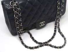 Chanel large black double flap Caviar bag
