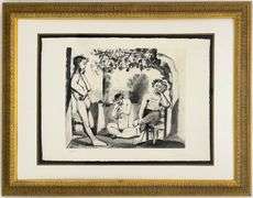 Rare Pablo Picasso Hand Signed Aquatint Bacchanale, 1955