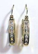 Dazzling Sparkling 14 Kt Gold Plated Princess Cut Lab Simulated Diamond Hoop Earrings