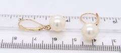 14kt Yellow Gold 8.5mm Pearl Drop Huggies Earrings
