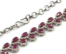 Darling 25.10CTW Pear Shaped Ruby & Diamond Necklace in 14K White Gold Over Sterling Silver