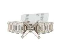 New 2.50ctw Emerald Cut Diamond Straight Semi Mount Ring in 18K