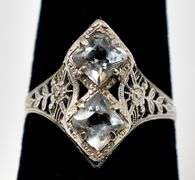 Vintage 14K White Gold Aquamarine Gemstone Ring