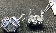 14K White Gold Emerald Cut Diamond Cluster Earring