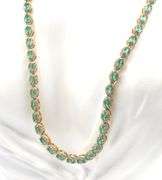 Mesmerizing 12.50CTW Oval Shaped Faceted Natural Emerald & 5.00CTW Diamond Tennis Necklace in 14K Ye