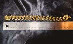 Huge 93.7 Gram 14 Kt Gold Plated Cuban Link Curb Bracelet