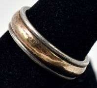 Band Ring with 14k Gold Accent in Sterling Silver