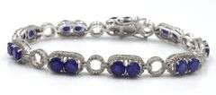 Ethereal14K White Gold Over Sterling Silver Embellished W/ 13.09CTW Round Faceted Blue Sapphire & Di