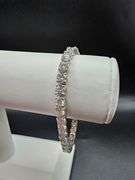 18 Kt White Gold Plated Lab Simulated 26 Ctw White Diamond Tennis Bracelet