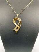 CERTIFIED 14K YELLOW GOLD NECKLACE WITH DIAMOND PENDANT