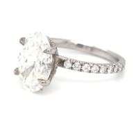 14kt White gold 3.15ct oval lab grown diamond in micro pave ring