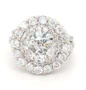 14KT White gold 3.23ct RBC with 2.75ctw double halo diamond engagement ring