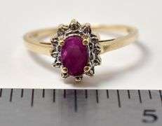 Perfect 10K Yellow Gold Ruby and Diamond Ring