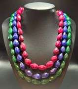 Beautiful Large 1609 Ctw Mined From The Earth Natural Ruby,  Blue Sapphire and Emerald Necklace