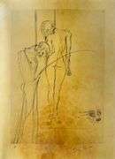 Rare Salvador Dali Pencil Signed Etching on Parchment Paper from 'Roi je t'attends à Babylone' suite