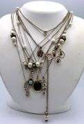 Vintage 925 sterling silver group lot of 11 necklaces