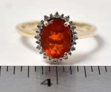 Fire Opal and Diamond Ring in 14K Yellow Gold