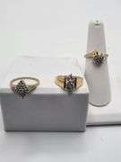 3 rings, Absolutely gorgeous 14k yellow gold and diamond cluster rings