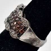 Orange and White Cz Ring in Sterling Silver