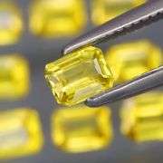 Incredible 2.04ct emerald cut yellow Sapphire set -Heated only!