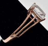 Beautiful 9K Rose Gold Clear Gemstone Ring