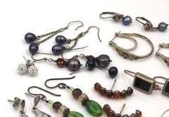 Lot of Vintage 925 sterling silver gemstone earrings