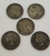 "Lot Of 5" Canadian 5 Cent Coins, See Description