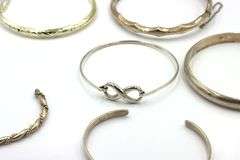 Vintage 925 sterling silver group lot of 6 cuff bangles