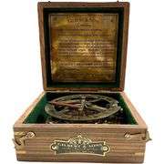 Brass Sundial Compass Nautical Clock with Rosewood Case