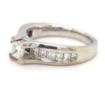 14kt White gold 0.90ctw princess cut channel set diamond engagement ring