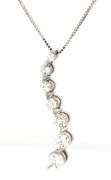 14kt White gold 0.40ctw diamond Journey pendant necklace