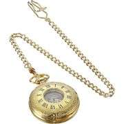 14K Gold-Plated Mechanical Skeleton Pocket Watch