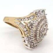 14kt Yellow gold 1.50ctw baguette and round diamond cluster ring