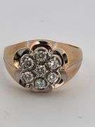 MENS CERTIFIED BRAND NEW 14K GOLD AND DIAMOND CLUSTER RING