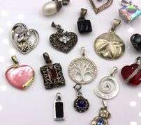 Group lot of vintage 925 sterling silver pendants