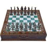 Handmade Wooden Chess Set with British Army Metal Pieces