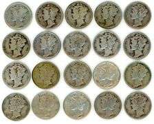 20 Different Mercury Silver Dimes: 1925-1945-S