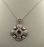 925 Sterling silver signed Jerusalem Jordan pendant on chain