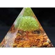 Tree of Life Peridot and Tiger's Eye Crystal Pyramid