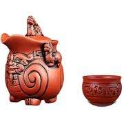 Chinese Pi Xiu Purple Clay Teapot and Teacup Set